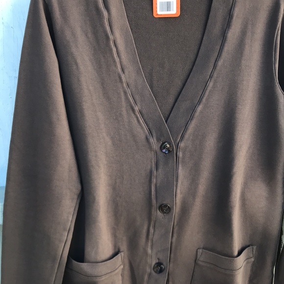 Allen Allen Vee Chocolate Brown Cardigan NWT - Picture 4 of 6